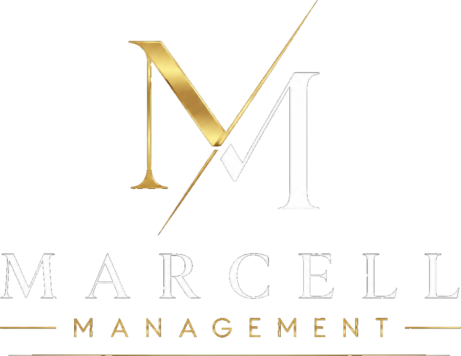 Marcell Management gold monogram logo